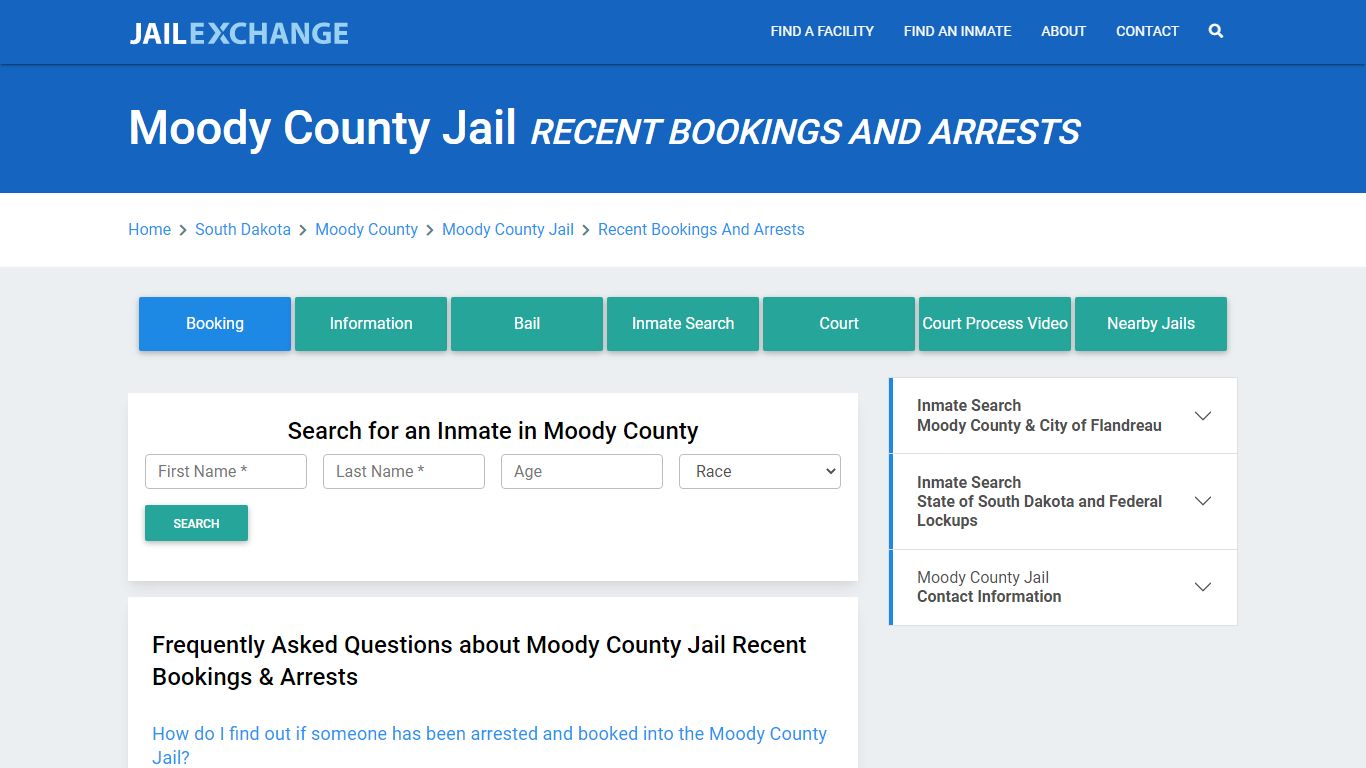 Moody County Jail Recent Bookings And Arrests - Jail Exchange