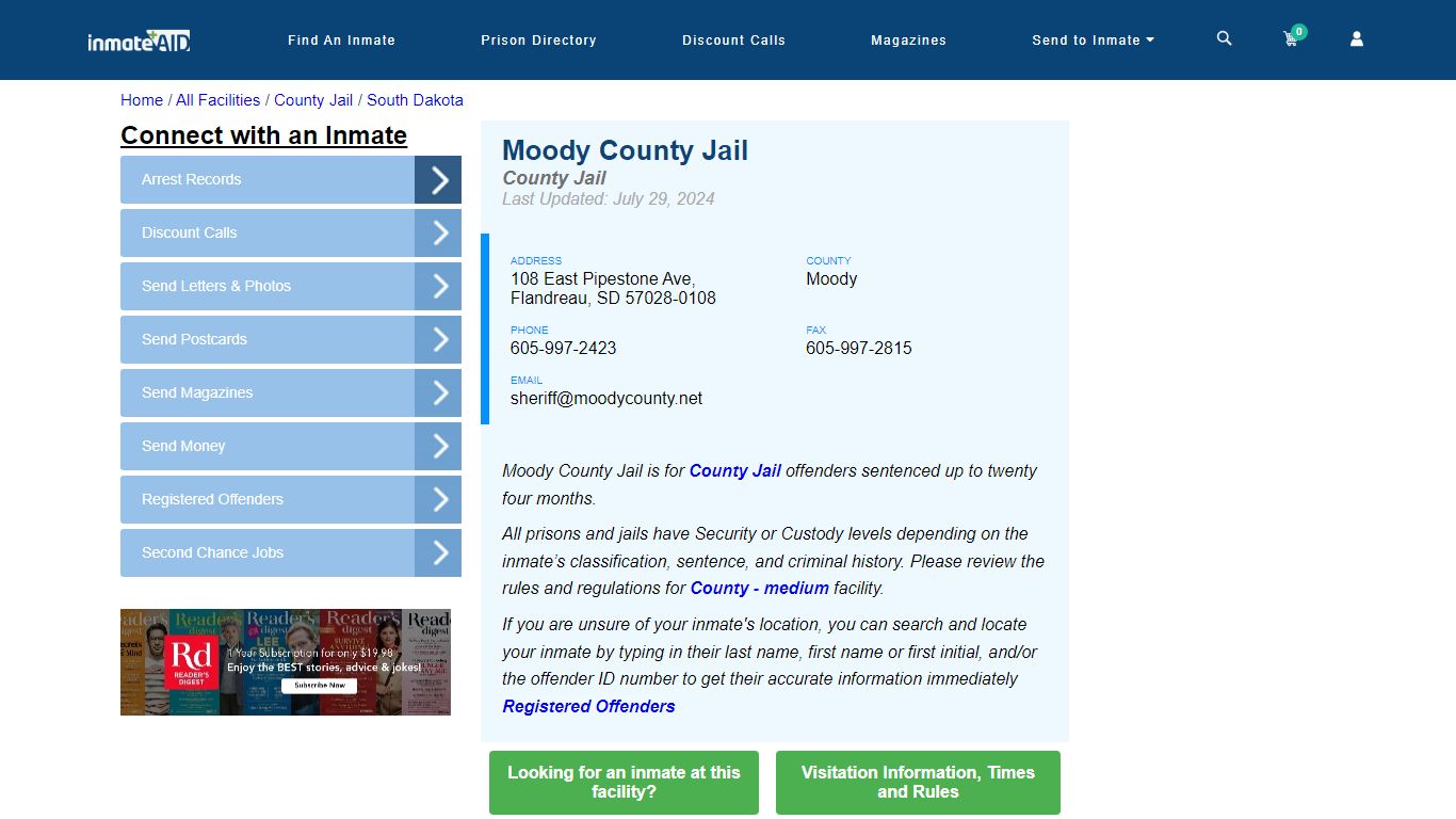 Moody County Jail - Inmate Locator