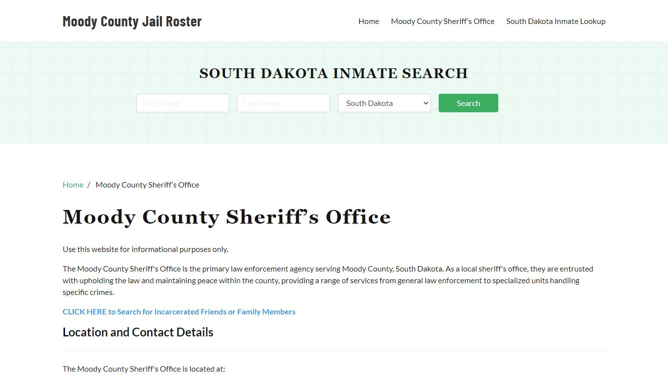 Moody County Sheriff Office, SD, Arrest Warrants Search